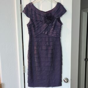 London Times Purple Layered Dress